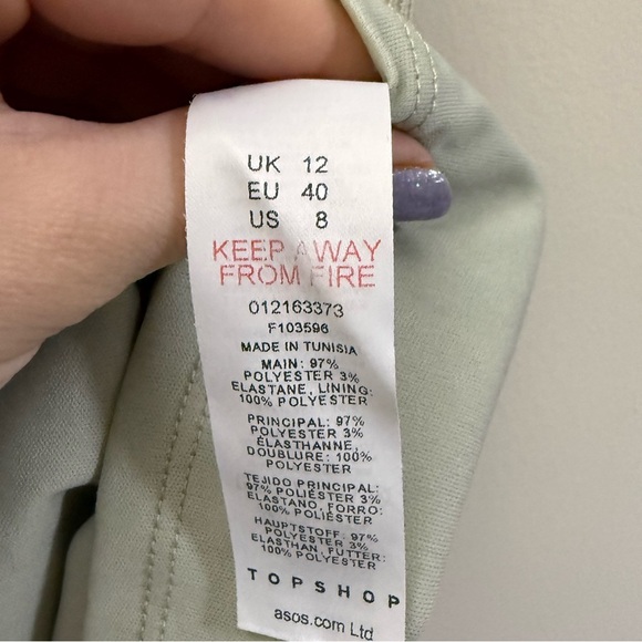 Topshop Lettuce Hem Off the Shoulder Dress in Sage Green - 8 - Picture 9 of 10